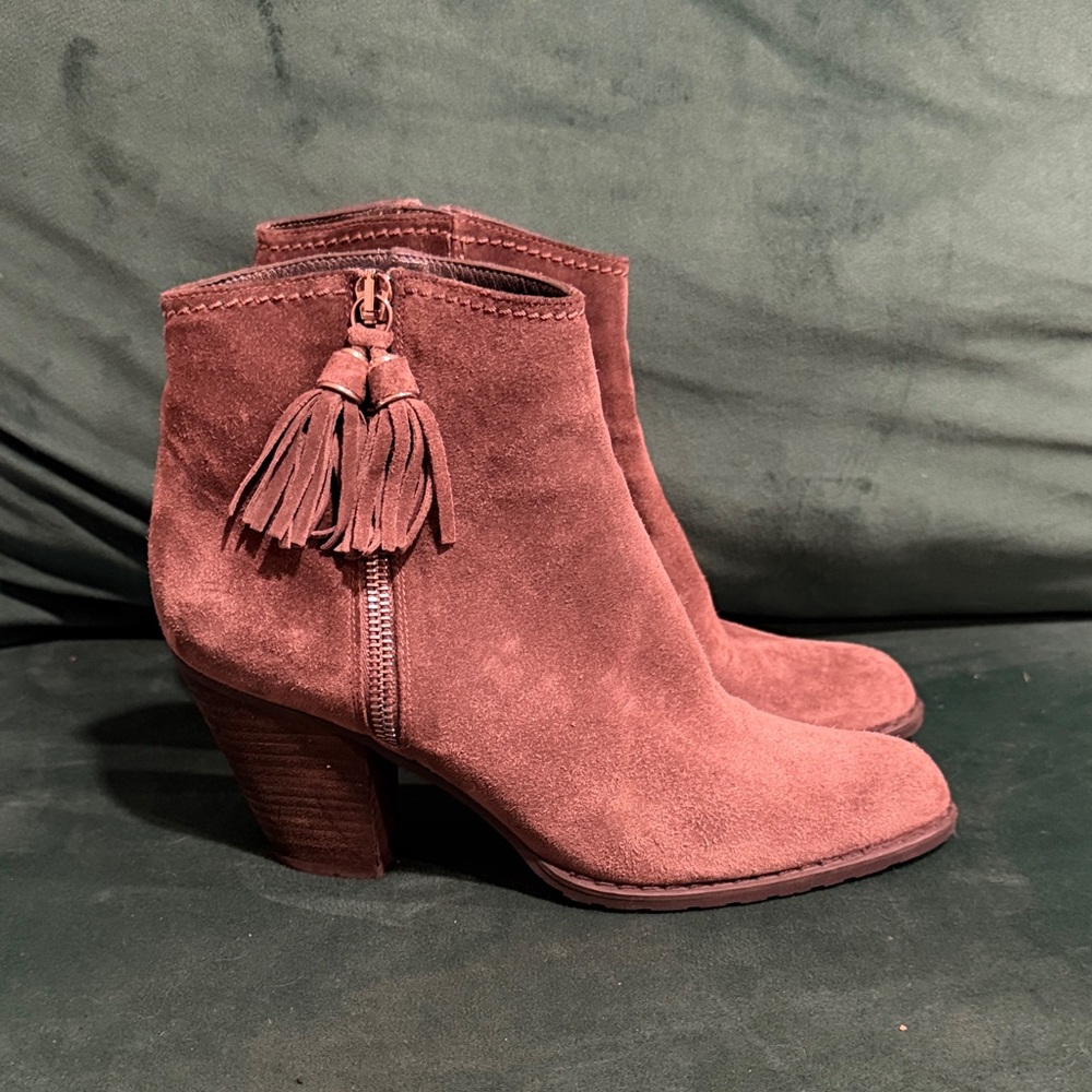 Stuart Weitzman Women's Suede Ankle Boots with Tassel - Gray